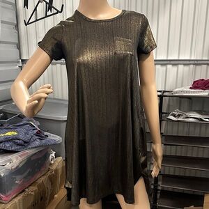 LulaRoe girls size 12 black, gold shimmering mini dress